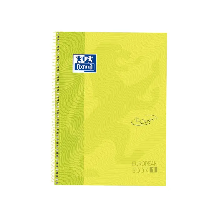 Pack de 5 Cuaderno Tapa Extradura Oxford A4+ 80 hojas 5 × 5, Amarillo-verde