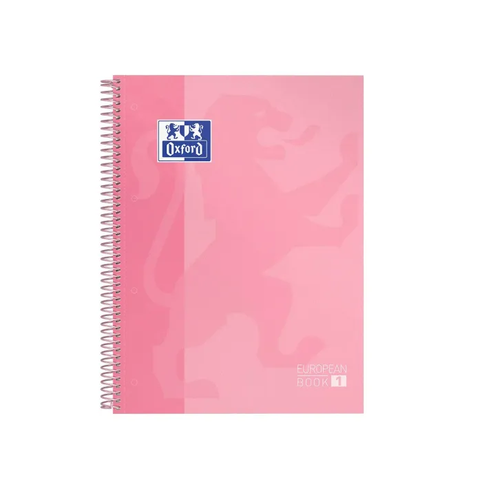 Pack de 5 Cuaderno Oxford Europeanbook 1 Tapa Extradura A4+, Rosa claro
