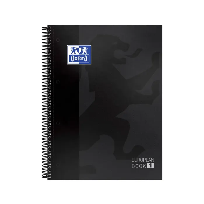 Pack de 5 Cuaderno Oxford Europeanbook 1 Tapa Extradura A4+, Negro