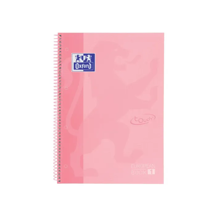 Pack de 5 Cuaderno Oxford Europeanbook Touch Tapa Extradura A4+, Rosa