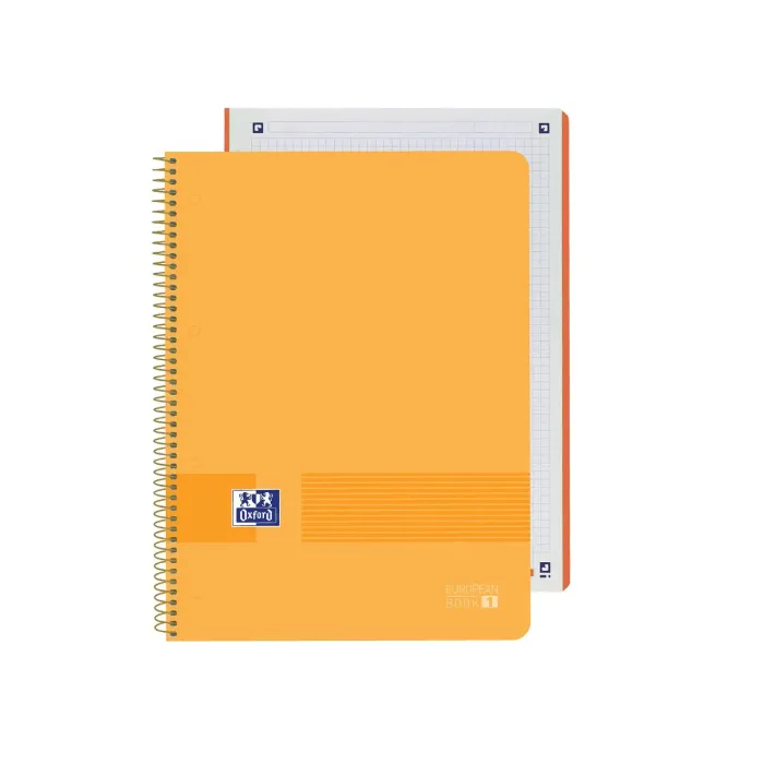 Pack de 5 Cuaderno Oxford Europeanbook Live&Go Tapa Plástico A4+ 80H, Amarillo