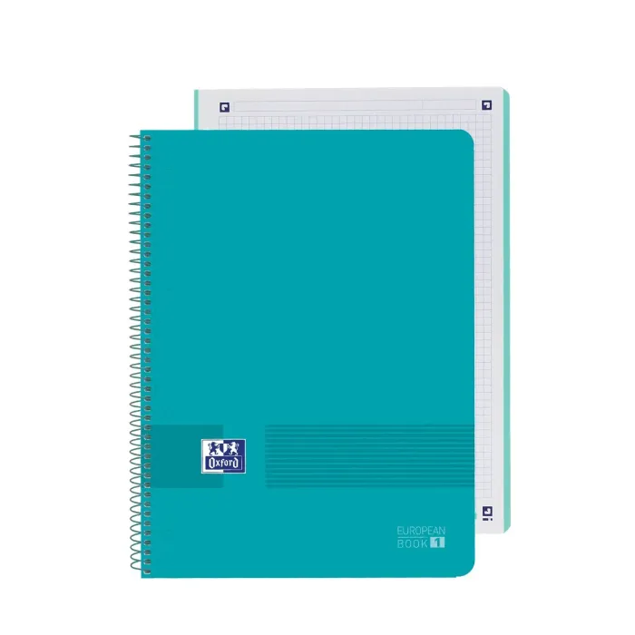 Pack de 5 Cuaderno Oxford Europeanbook Live&Go Tapa Plástico A4+ 80H, Azul verde