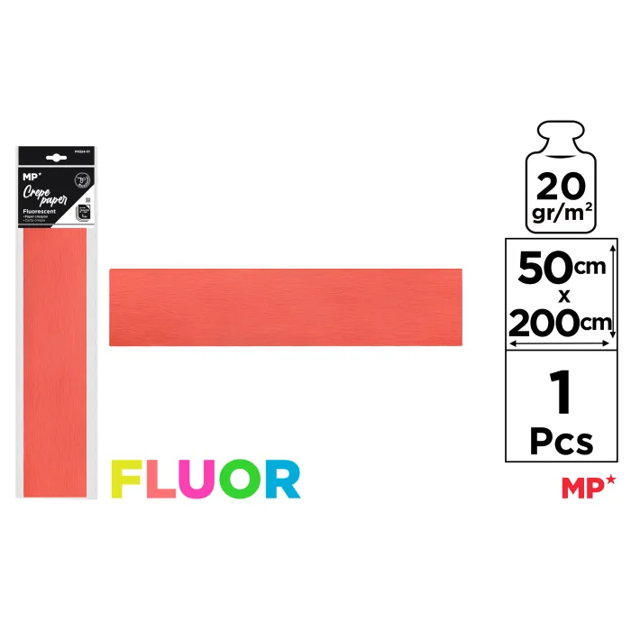Papel Crespón Fluorescente 50 × 200, Coral