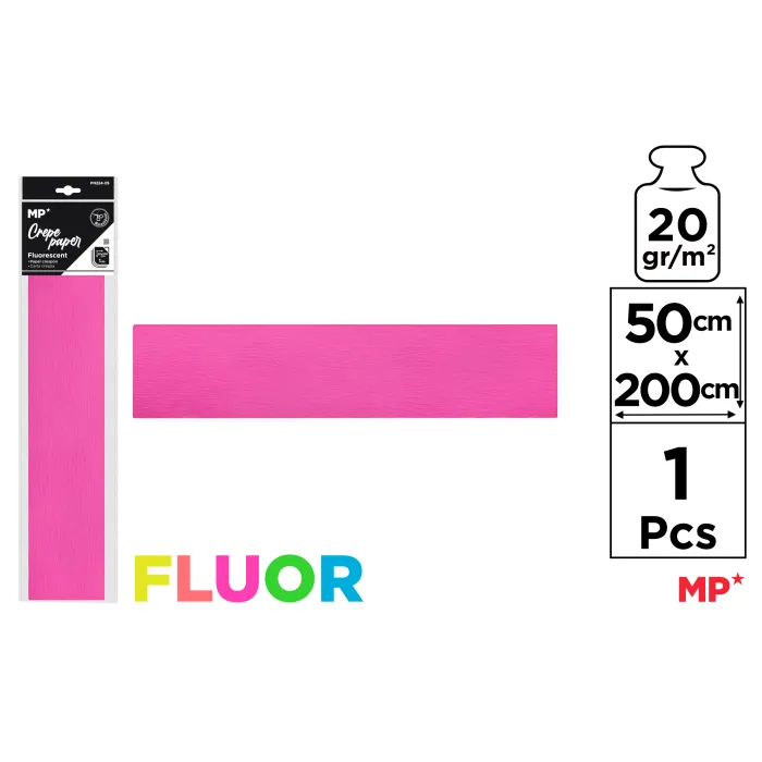 Papel Crespón Fluorescente 50 × 200, Rosa