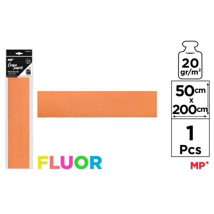 Papel Crespón Fluorescente 50 × 200, Naranja