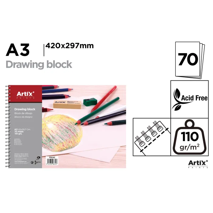 Bloc de Dibujo A3 70 Hojas 110g - MP