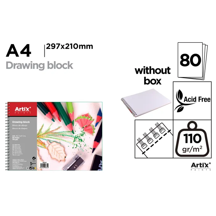 Bloc de Dibujo A4 80 hojas 110gr - MP