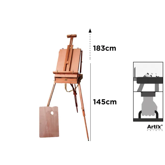 Caballete Francés Caja 78x100x146cm (183cm Abierto) ARTIX Elegancia y Funcionalidad