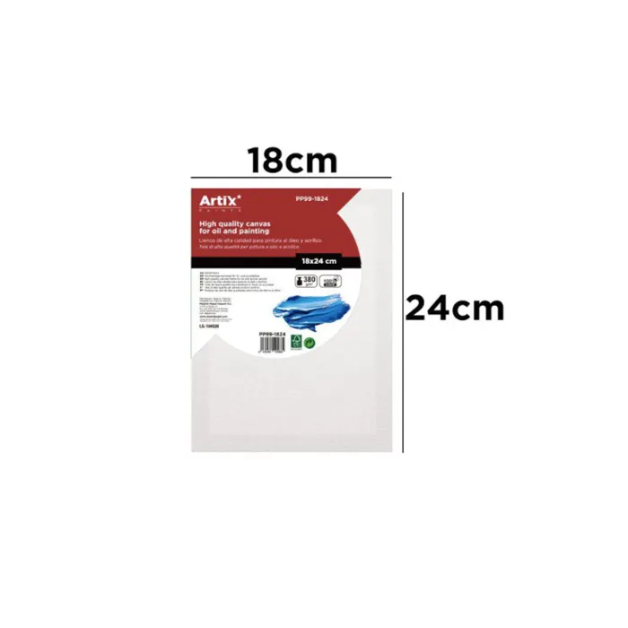 Lienzo de 100% algodón, canto 3,5 cm, 380 g/m², 18 × 24 cm