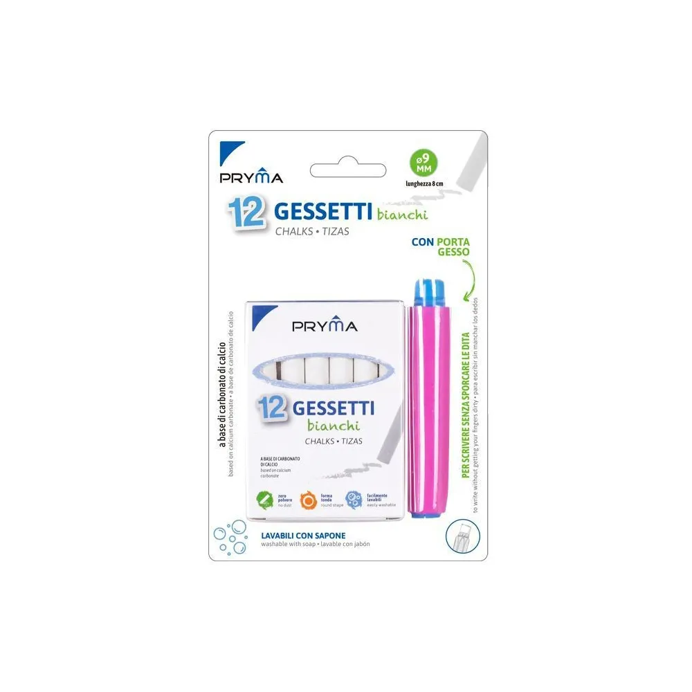 TIZA CON CUBIERTA DE TIZA 12PZ BLANCO Pryma