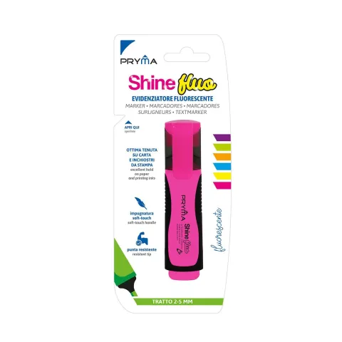 SUBRAYADOR ROSA FLUORESCENTE SHINE CABEZA PLANA 2/5MM - Pryma