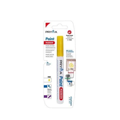 Rotulador de pintura amarillo permanente de punta redonda de 1mm-2mm - Pryma