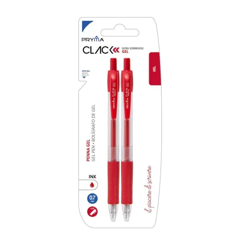 BOLIGRAFO DE CLIC 0.7MM 2PZ ROJO - Pryma