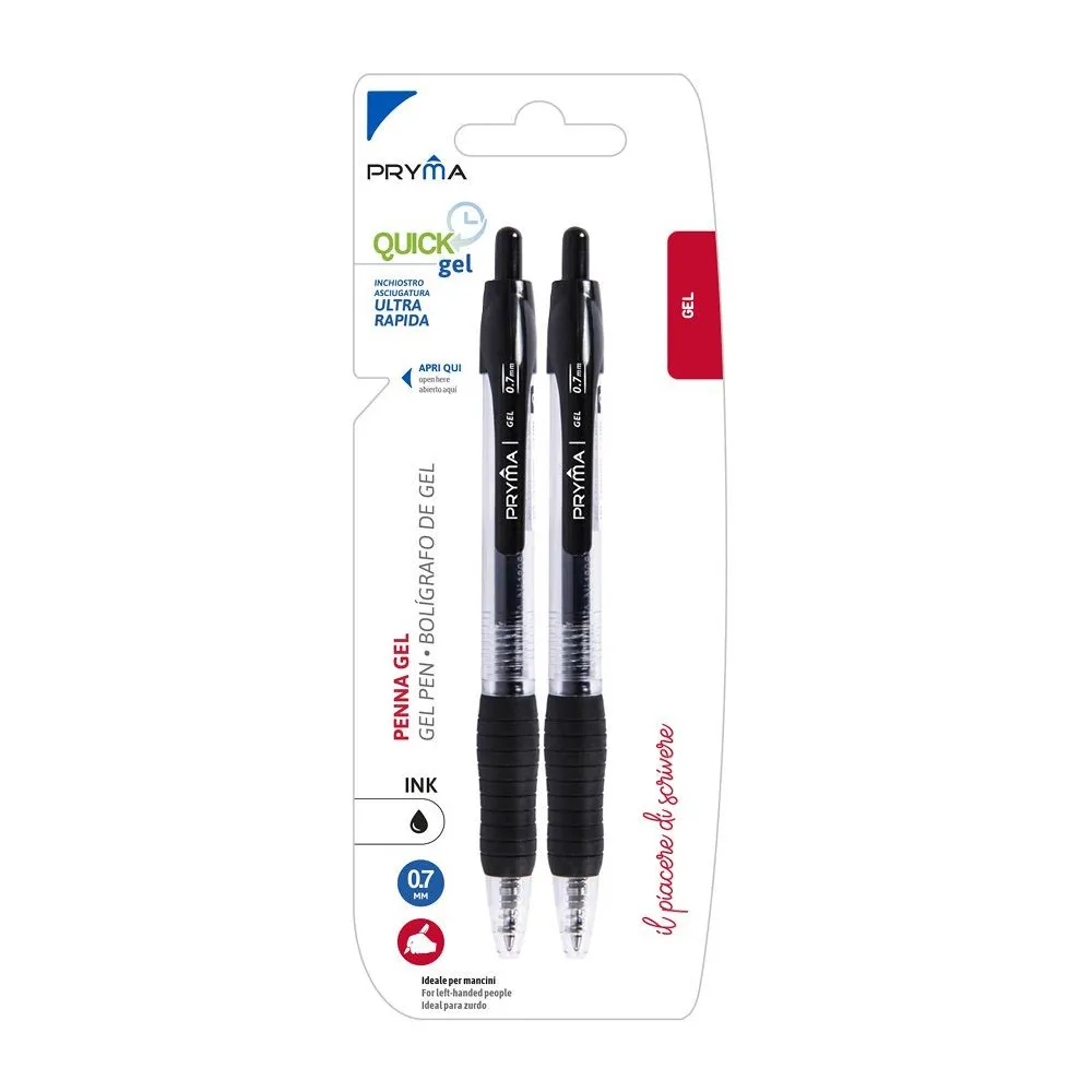 BOLIGRAFO DE CLIC DE GEL CON SECADO RAPIDO 0.7MM 2PZ NEGRO
