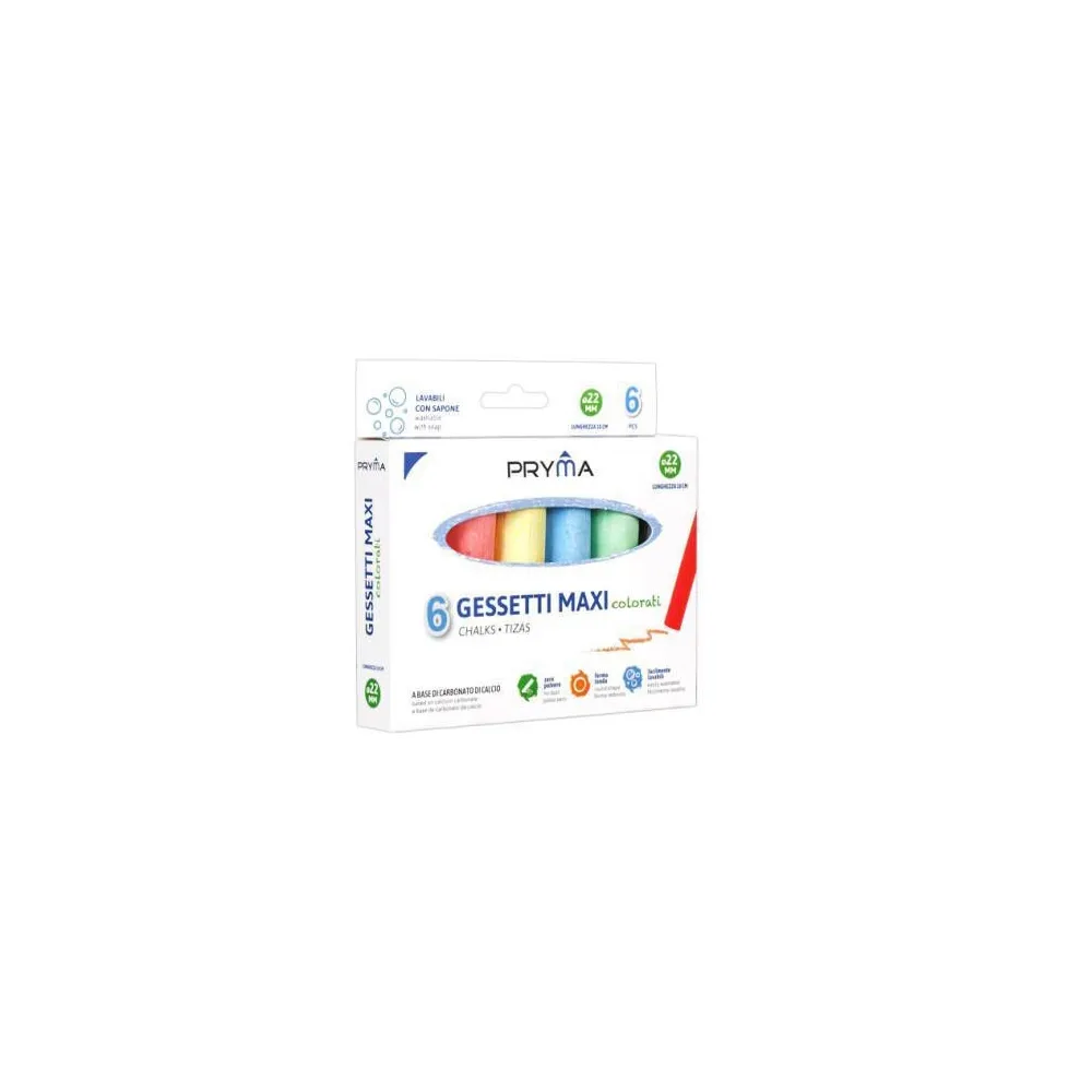 TIZA MAXI 10,5X2,2CM 6PZ COLOR Pryma