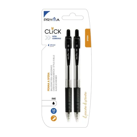 Bolígrafo de Clic 1mm 2pz Negro - Pryma