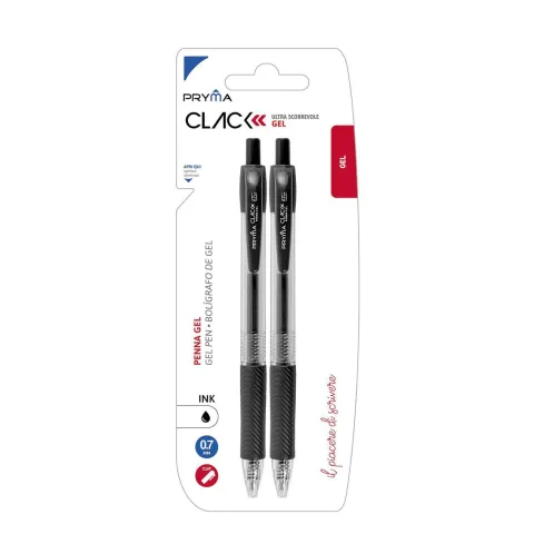 BOLÍGRAFO DE CLIC 0.7MM 2PZ NEGRO - PRYMA