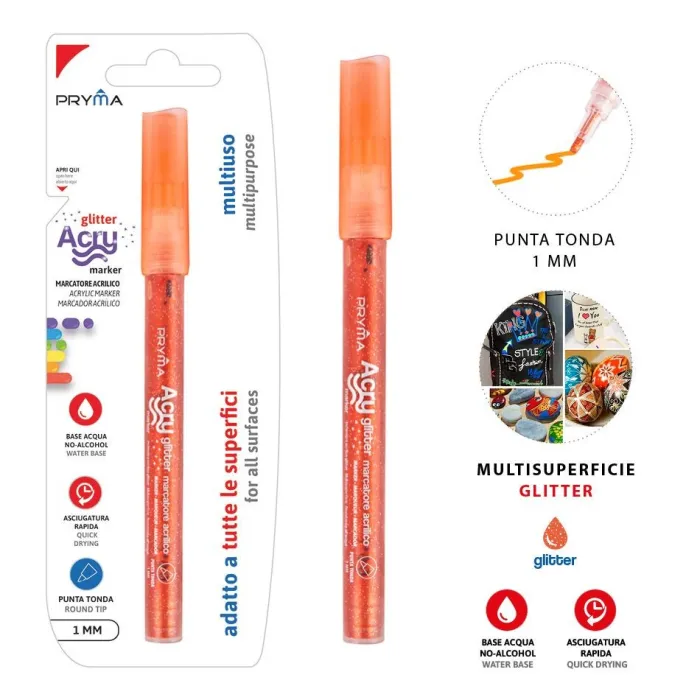 Rotulador Acrílico Fluorescente 1mm Naranja Oscuro Vibrancia Pryma