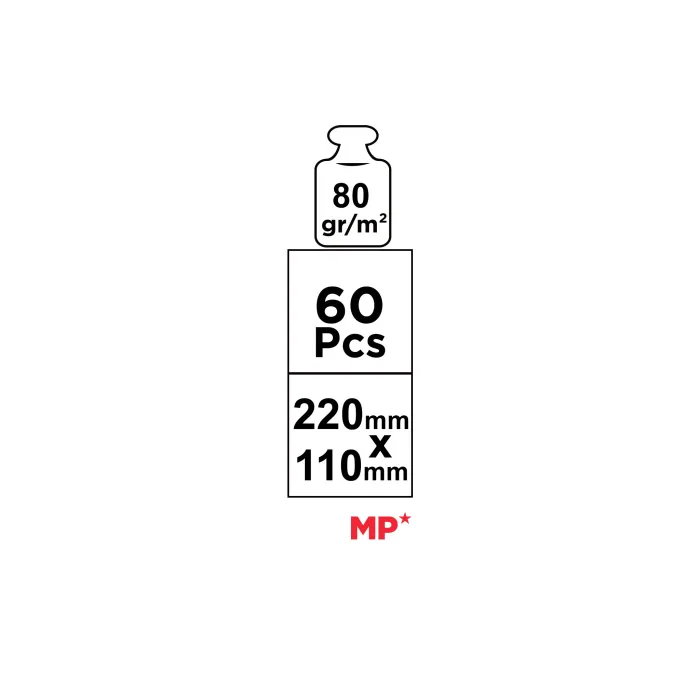 Sobre americano de 220x110 mm y 60 unidades MP