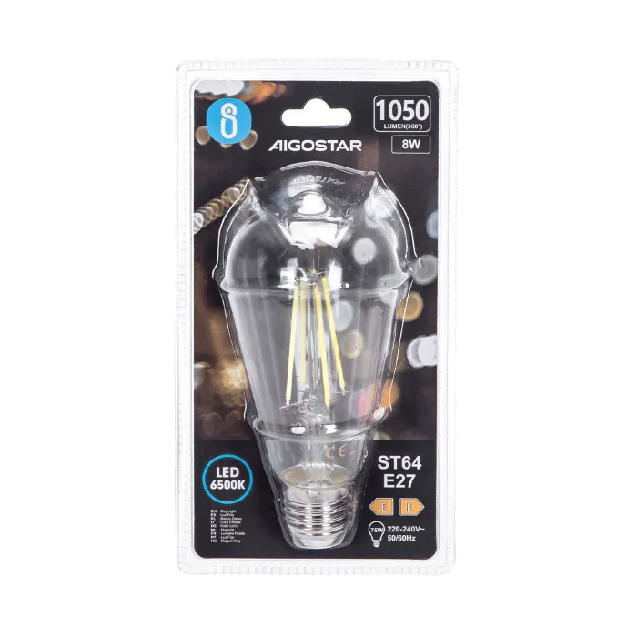 Bombilla de filamento LED ST64 8W E27 6500K 1050lm - AIGOSTAR