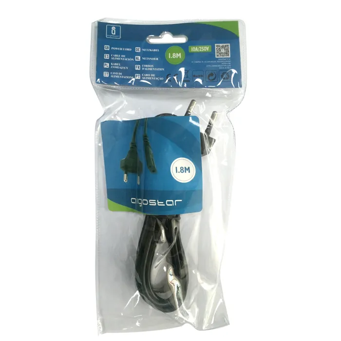 Cable de alimentación con clavija plana 1.8m - AIGOSTAR