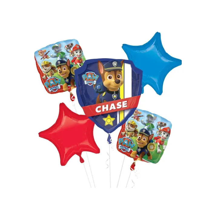 PACK 5 GLOBO FOIL PATRULLA CANINA 68X63CM/45X45CM