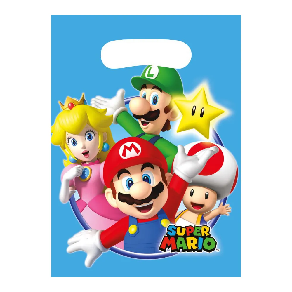 8 BOLSA REGALO SUPER MARIO PLASTICO 23X16.5CM