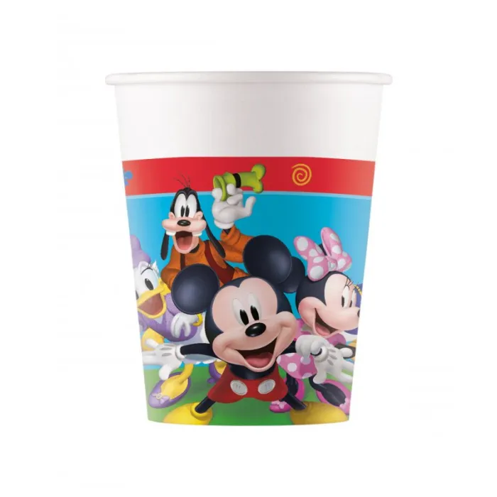 8 VASOS DE PAPEL MICKEY 200ML 9CM