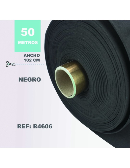 Rollo de Goma EVA, 50 m × 1,02 cm, Negro