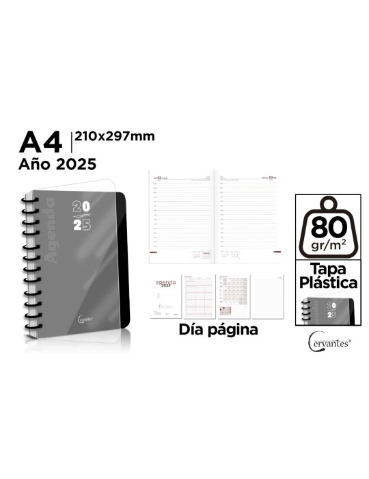 Agenda 2025 Tapa Plástica Día Página A4 MP Planificación Detallada