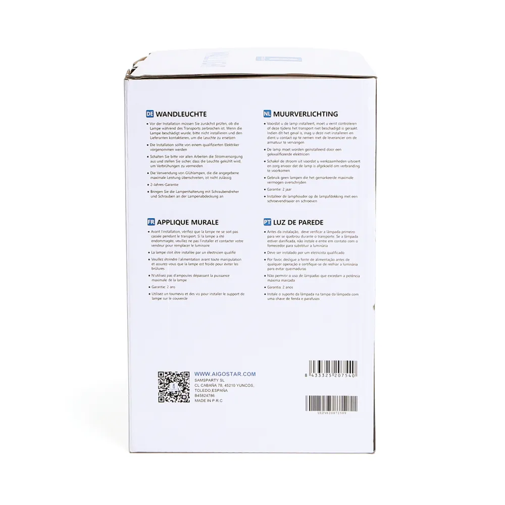 Lámpara de pared MAX.60W E27 IP44 abajo - AIGOSTAR