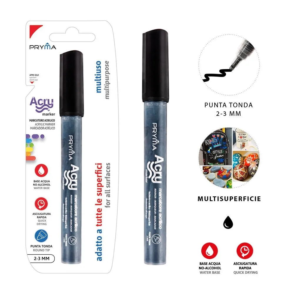 Rotulador Acrílico Redondo 2-3mm Negro Consistencia Pryma