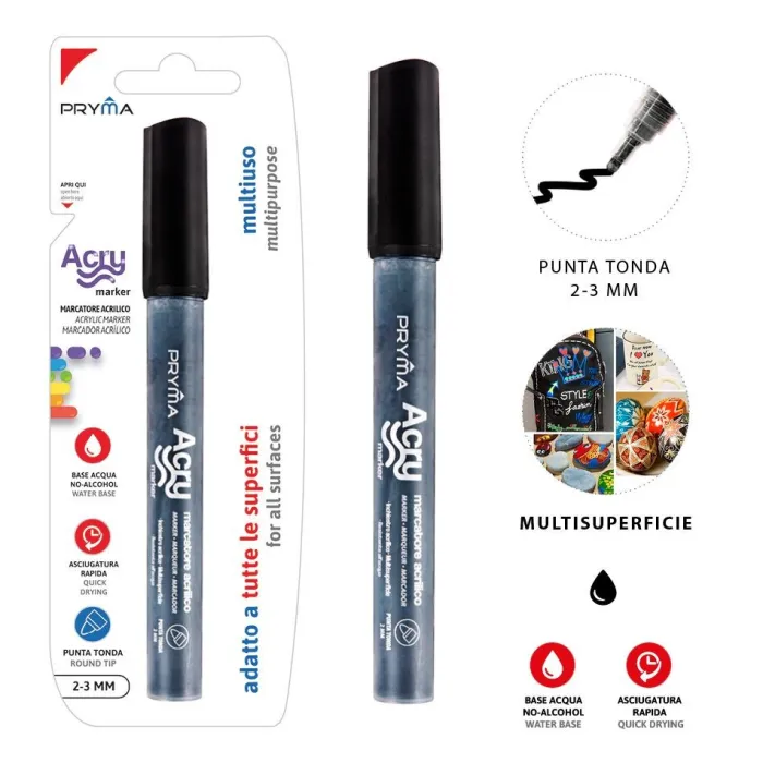 Rotulador Acrílico Redondo 2-3mm Negro Consistencia Pryma