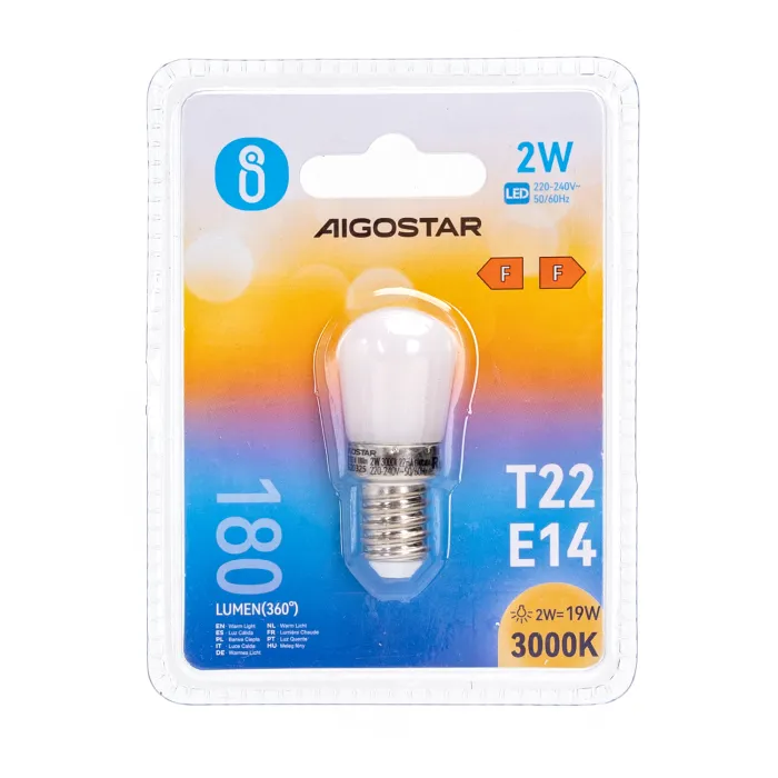 Lámpara LED para nevera T22 2W E14 3000K - AIGOSTAR