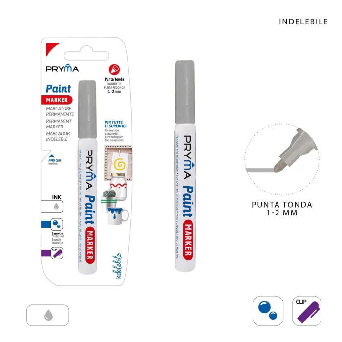 Rotulador Pintura Plata Permanente 1-2mm - Brillantez y Duración Pryma