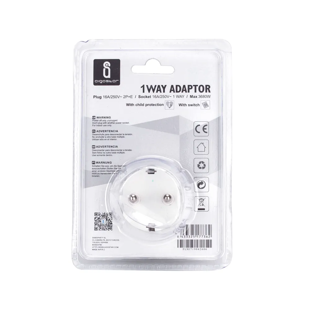 Adaptador europea con interruptor 16A - AIGOSTAR
