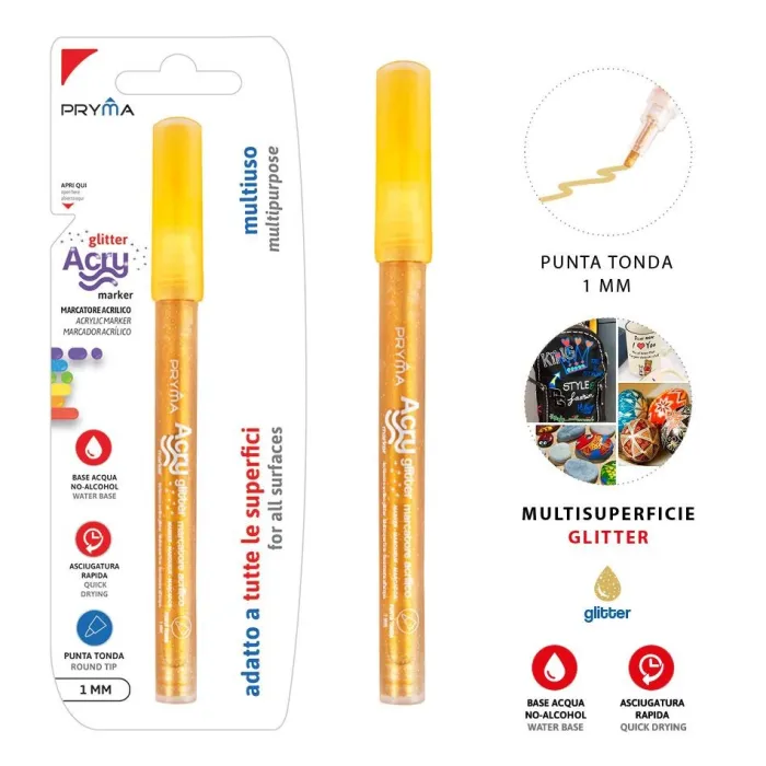 ROTULADOR REDONDO ACRILICO FLUORESCENTE 1MM ORO - Pryma