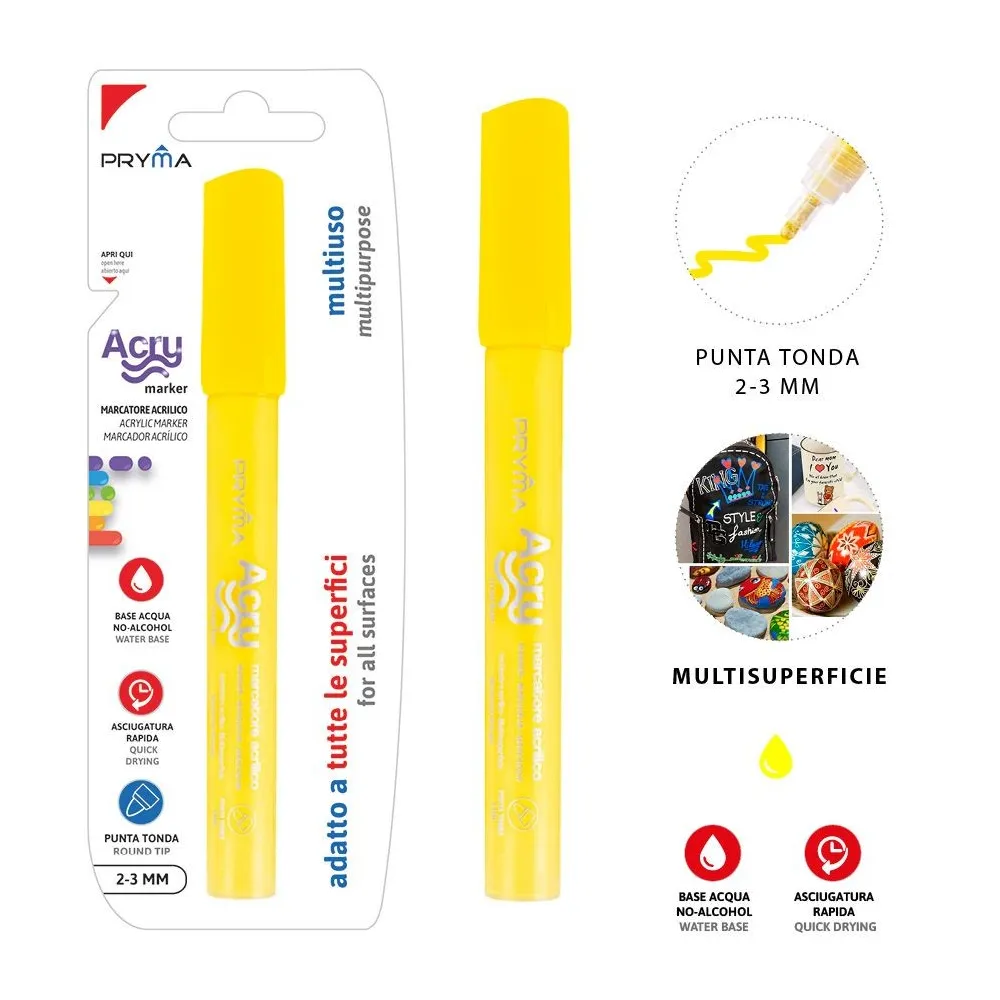 ROTULADOR REDONDO ACRILICO 2-3MM AMARILLO - Pryma