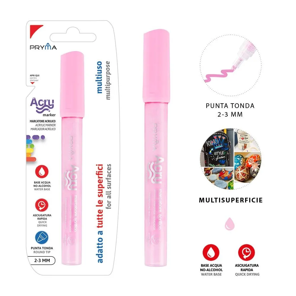 ROTULADOR REDONDO ACRILICO 2-3MM ROSA - Pryma