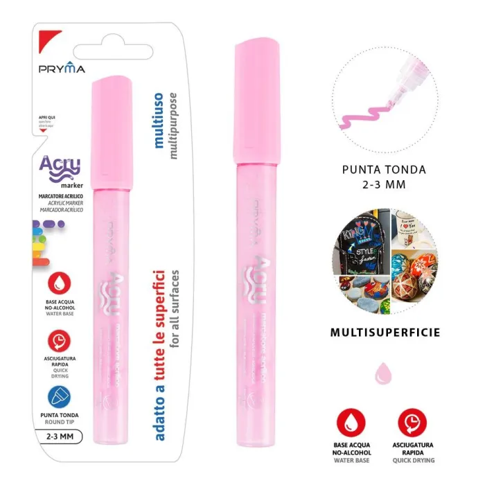 ROTULADOR REDONDO ACRILICO 2-3MM ROSA - Pryma