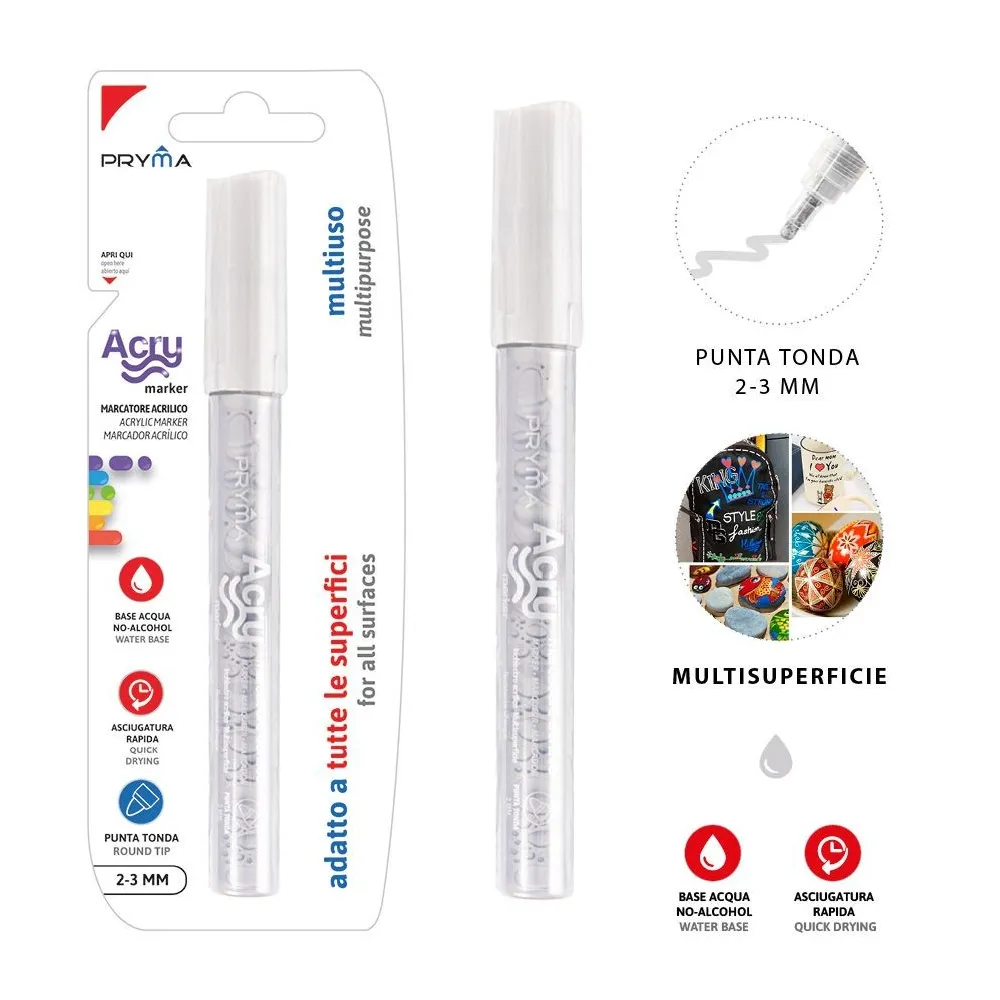 Rotulador Acrílico Redondo 2-3mm Plata Elegancia y Precisión Pryma