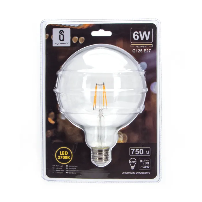 Bombilla de filamento LED G125 6W E27 - AIGOSTAR