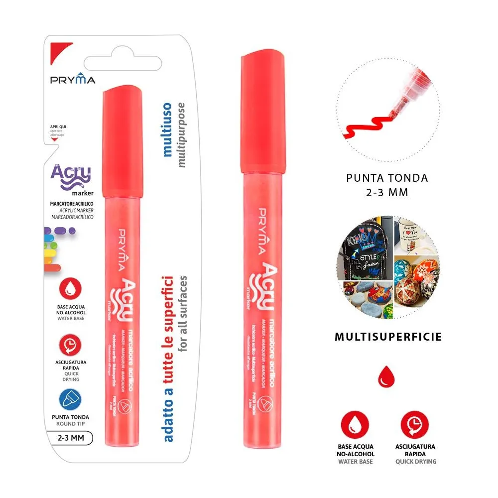 Rotulador Acrílico Redondo 2-3mm Rojo Vibrancia Pryma