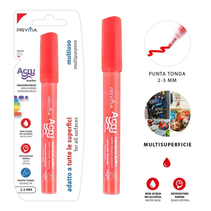 Rotulador Acrílico Redondo 2-3mm Rojo Vibrancia Pryma