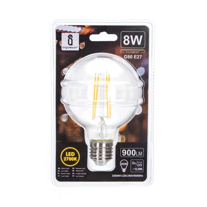 Bombilla de filamento LED G80 8W E27 - AIGOSTAR