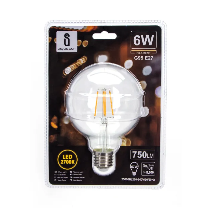 Bombilla de filamento LED G95 6W E27 - AIGOSTAR